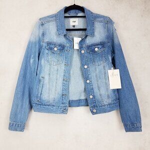 YMI Denim Jean Jacket Womens M Distressed Ripped Classic Fit Festival Moto Biker